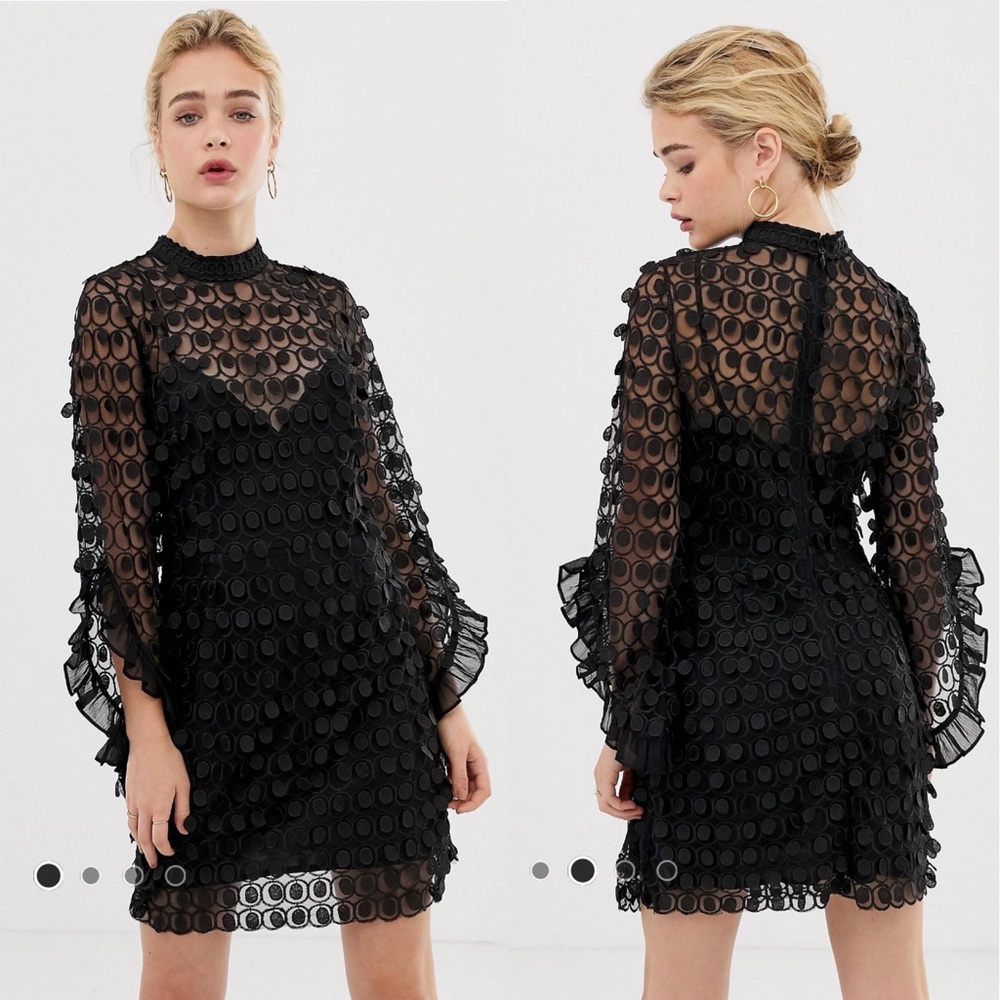 Talulah Mellifluous Sheer Spotted Ruffle Dress